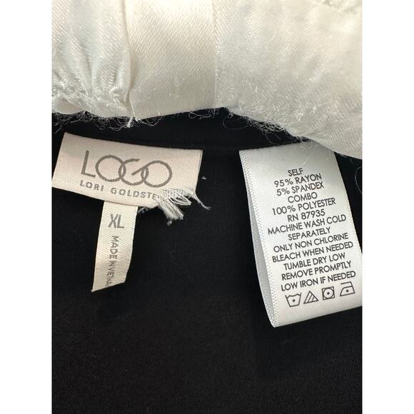 LORI GOLDSTEIN | Black Knit V-neck Button Front Mixed Media Cardigan | XL - Picture 5 of 5